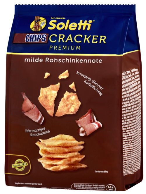Verpackung von Soletti Chipscracker Curd ham